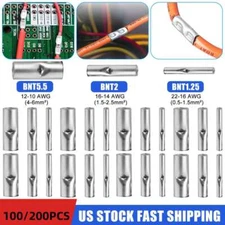 100/200x Copper Bare Wire Splice Terminals Uninsulated Ferrules Crimp Connectors