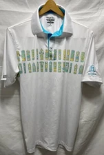 STRAIGHT DOWN Performance TPC Summerlin tiki statues white short sleeve polo S