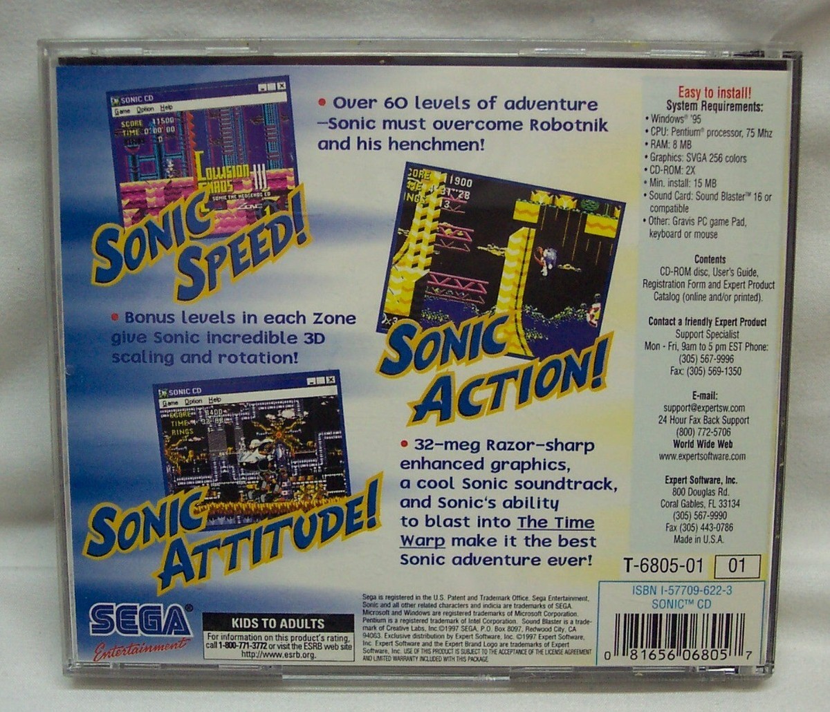 Vintage Sonic the Hedgehog Sega PC Collection CD Windows 95