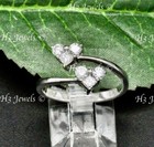 14k  White gold Natural  Diamond ring 1/2 ct  Heart diamond ring Bypass — photo 3