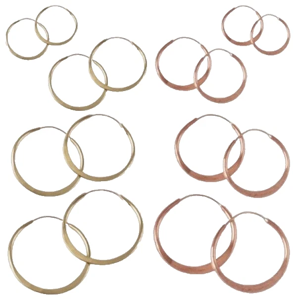 Pendientes de aro - Aros de cobre martillados a mano - 2 pulgadas de diámetro, estilo sin fin Foto 3 de 3