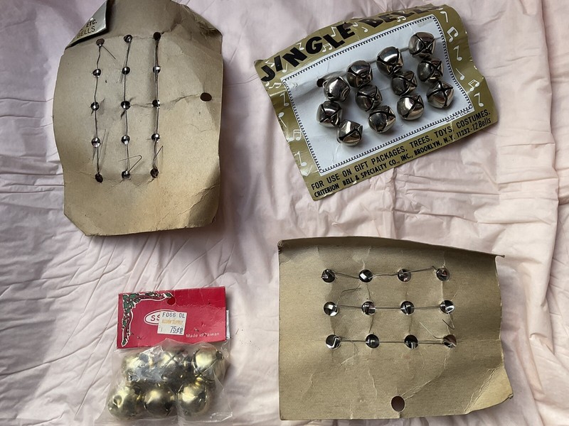 Criterion 4 Sizes Silver Jingle Bells NEW on Card 45 Bells Vintage Use On Gifts
