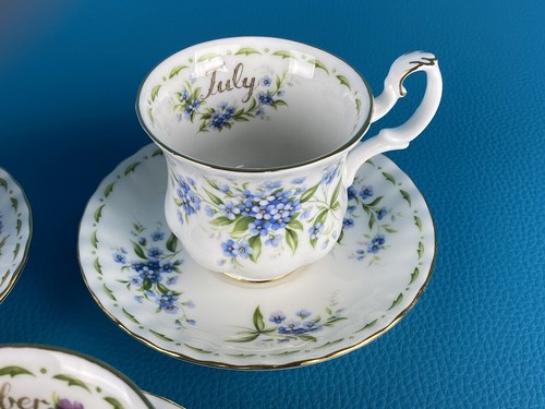 Royal Albert 5 Tazze Caffè Con Piattino + Lattiera Porcellana Serie "Mesi" - Foto 5 di 17
