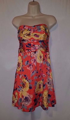TEEZE ME   WOMAN DRESS ORANGE FLORAL MULTI COLOR SIZE 9