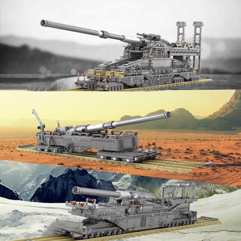 WW2 Military Schwerer Gustav/Dora Model Building Blocks Railway Gun Bricks  Toys