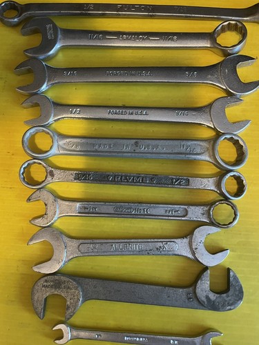 FULTON-ARMALOY-BONNEY-PLUMB-ALLENITE 10 PC. COMBO WRENCHS MADE In USA LOT 83 - Picture 2 of 6