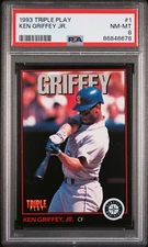 PSA 8 NM MINT 1993 TRIPLE PLAY KEN GRIFFEY JR. #1 MARINERS DONRUSS 46678 B203