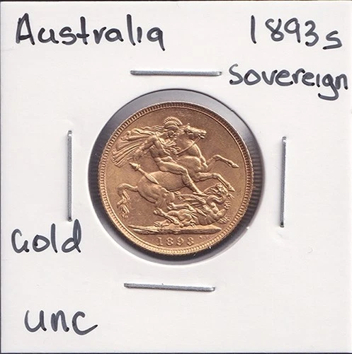 1893s Australia Queen Victoria Veiled Head Gold Sovereign - Unc