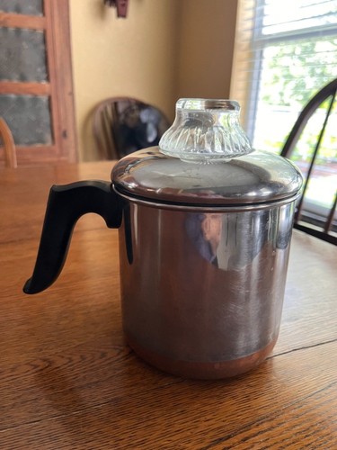 Vintage Revere Ware 1960's 4 Cup Percolator Coffee Pot ~ Complete!
