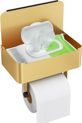 Toilet Paper Holder with Shelf, Flushable Wipes Dispenser Fits for Bathroom Wipe