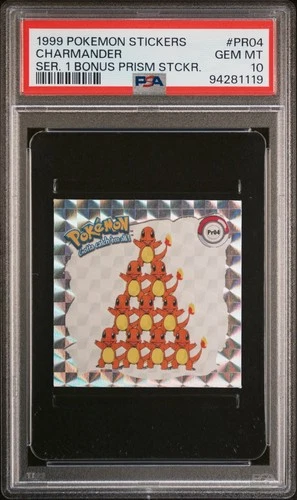POKEMON 1999 STICKERS CHARMANDER SERIES 1 BONUS PRISM STICKERS #PR04 PSA 10