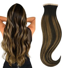 HOTBANANA Tape in Hair Extensions, 20 Inch 20pcs 50g Balayage Natural Black to C