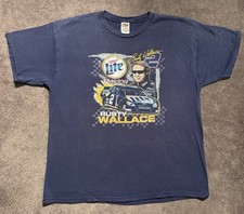 VTG Rusty Wallace NASCAR T-shirt Sz XL Blue 2 Miller Lite Motorsports Racing