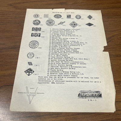 1944 Central Electric Railfans  Association Bulletin 54 Embleme