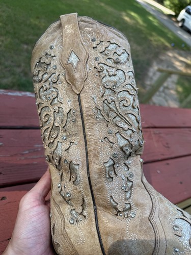 Corral Damen Cowgirl Glitzer-Inlay und Kristalle Stiefel Snip Toe A3670 Größe 6,5M - Bild 3 von 12