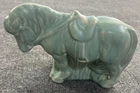 Vintage Nelson McCoy Pottery Horse Pony Saddle Matte Blue Teal Planter
