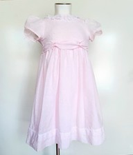 Vintage 80s/90s Pink Collared Dress Girls Size 5 Ruth Of Carolina Bow Back