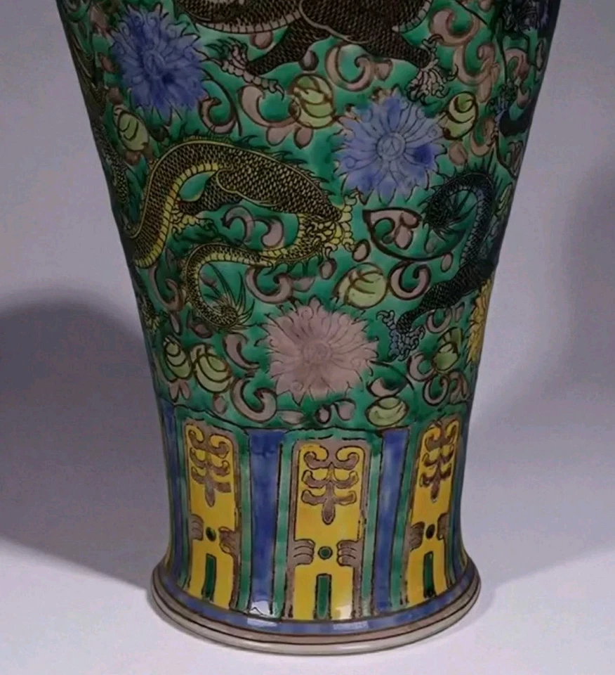 Grand vase chinois impérial 48 cm style Kangxi dragon 5 griffes / Qing vase - Photo 3/4