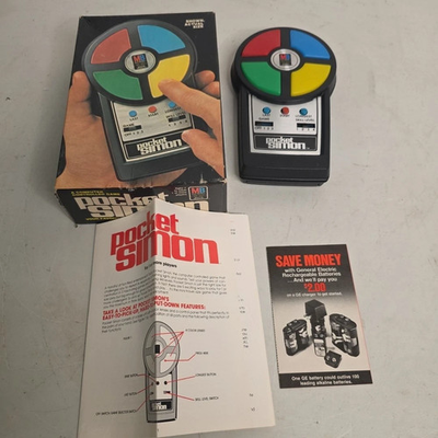 #ad Pocket Simon Milton Bradley Electronic Handheld Game 1980 Vintage WORKS W BOX $19.99