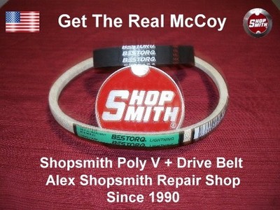 REPAIR YOUR MARK V SHOPSMITH POLY V AND DRIVE BELT SET BRAND NEW 3X Stronger!