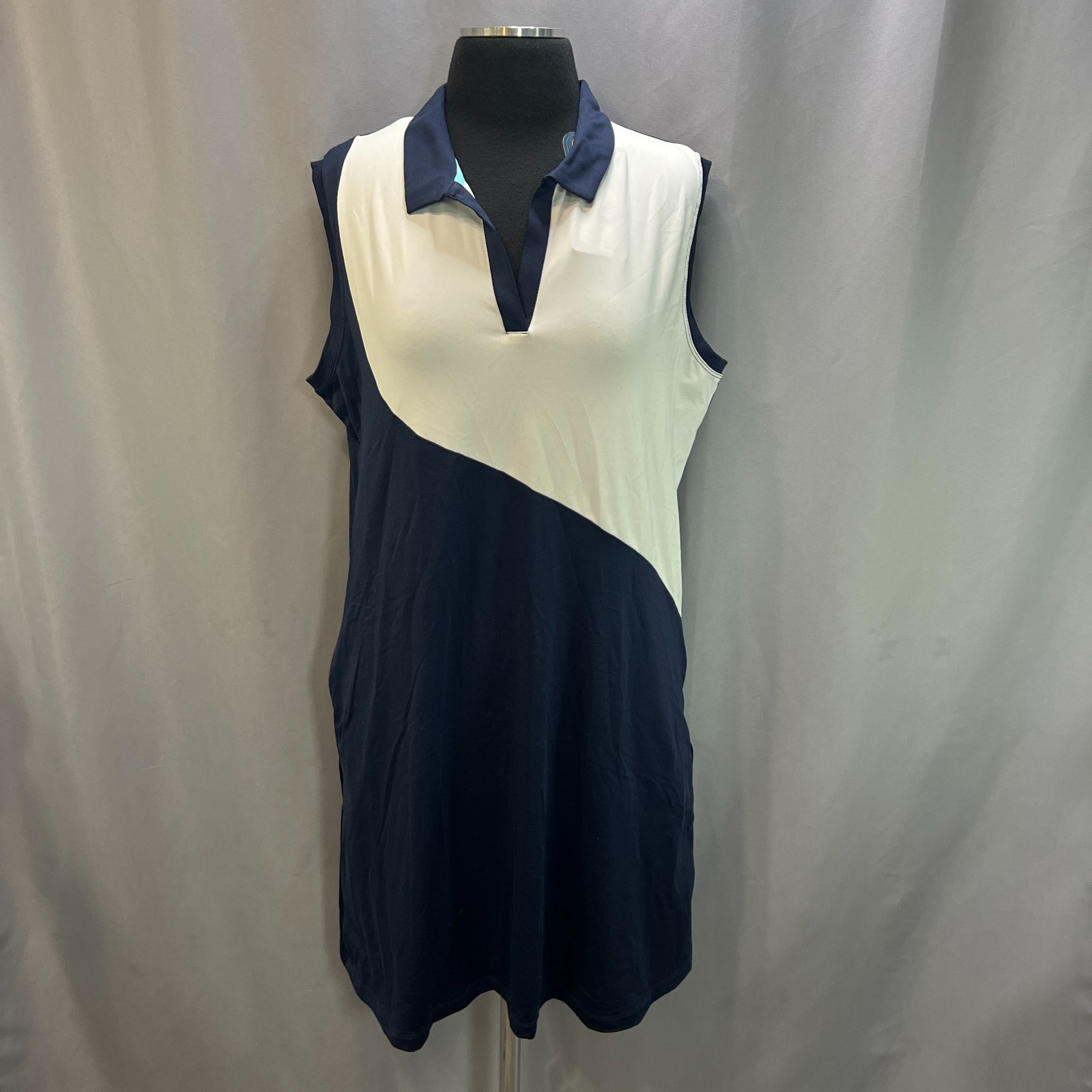 Dress Womens Xl Navy White Upf 50+ Stretch Sleeveless Opti D