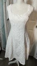 Lauren Ralph Lauren Green Label White Eyelet Dress Sleeveless Fit Flare Size 4