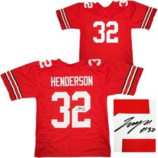 SALE! Ohio State Buckeyes TreVeyon Henderson Auto Signed Red Jersey Beckett