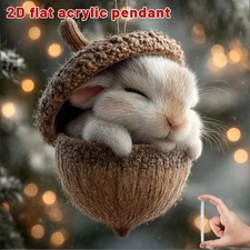 Forest Animal Acorn Ornament-Cozy Forest Christmas Ornament, 3.5 in 2D FLAT