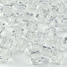 Honkoolly 50pcs 10mm Crystal Glass Cube Beads Square Glass Beads Crystal Spacer