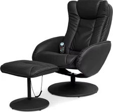 Faux Leather Electric Recliner Chair w Footrest Massage Heat Remote
