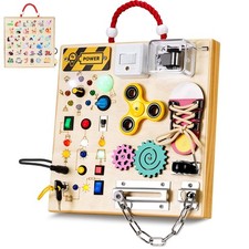 Montessori Wooden Busy Board Toys for 1 2 3 Boys Girls,Toddler Sensory Educat...