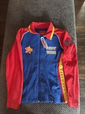 Vintage 90s First Team Rawblue Jeans Terrycloth Full Zip Track YOUTH Large