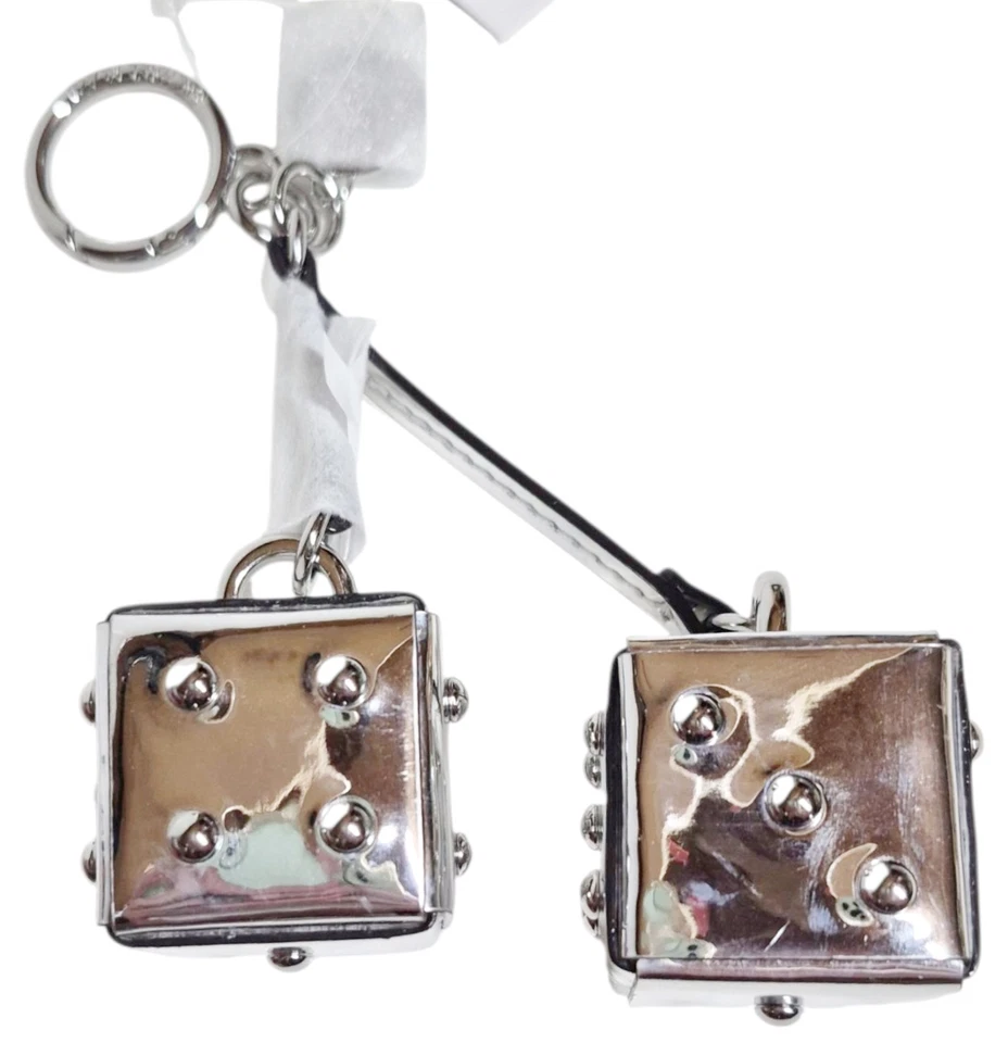 Michael Kors Bolso de Dados Dije Llavero Llavero Blanco Plata Multi 35F5SGFK1M Nuevo Foto 3 de 4