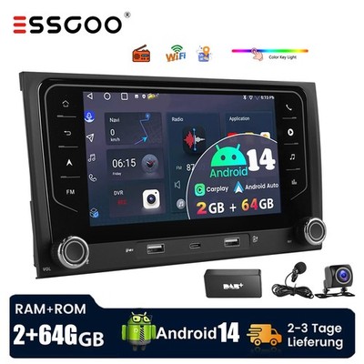 DAB+ MIK Carplay Android 15 Autoradio Für Audi A4 8E 8H B6 B7 2000-2009 GPS NAVI