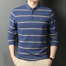 Spring and Autumn Polo Shirt Long Sleeve T-shirt Flip Collar Business Casual Men