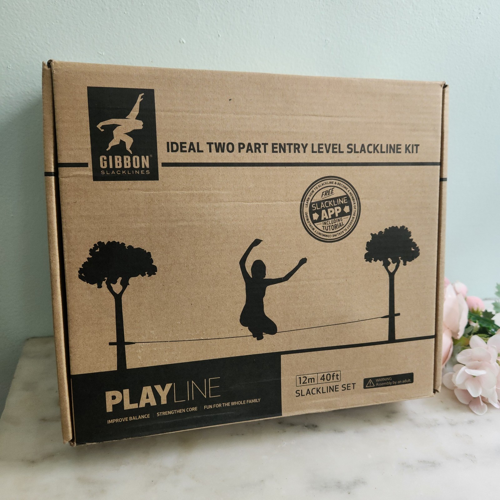 Gibbon Play Line 40' Principiantes Púrpura Dos Partes Slackline NUEVO