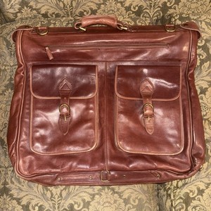 VGT Wilsons Leather Handcrafted Full Grain Leather Garment Bag - Brass Hardware