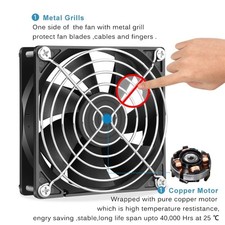 AVA Server Rack Data Network Cabinet Cooling Fans with Power Cord Black