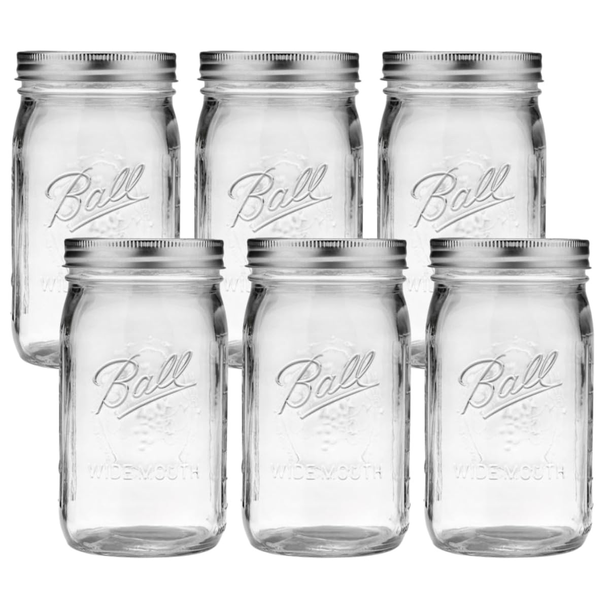 Wide Mouth Glass Mason Jars with Lids and Bands, Used for Canning, Pickling, ...