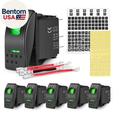 6 Pack Rocker Switches with Night Glow Stickers 5 PIN SPST Rocker Switches with 