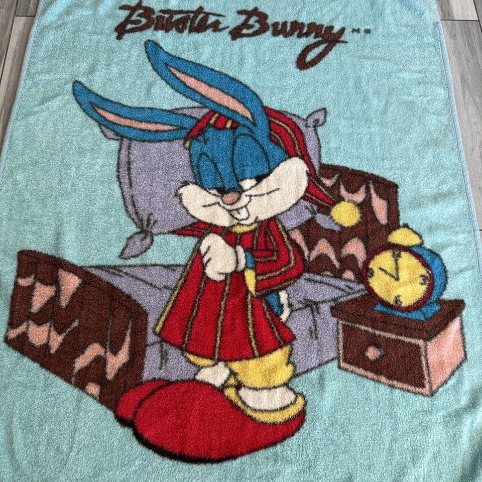"Manta de bebé Buster Bunny Tiny Toon Adventures 42""x54"" rara de colección" Foto 2 de 4