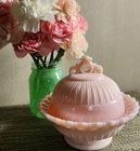 Fostoria Randolph Pink Milk Glass Lidded Dish 1957–59 Peach Crown Tuscan Vintage