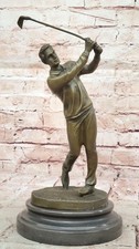 Handcrafted Superb Detailed Man Male Golfer Golf Sport Memorabilia Bronze Deal