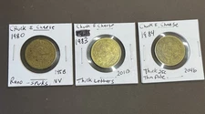 READ Lot of 3 Chuck E Cheese Pizza Tokens 1980 Reno Sparks NV and 1983 and 1984