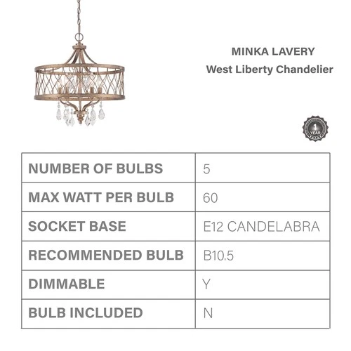 Minka Lavery 4404-581 West Liberty 20-1/2" Wide (5 Light), Olympus Gold - Picture 4 of 5