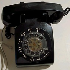 Vintage 1970/80  s Black Rotary Dial Desk Telephone ITT Untested