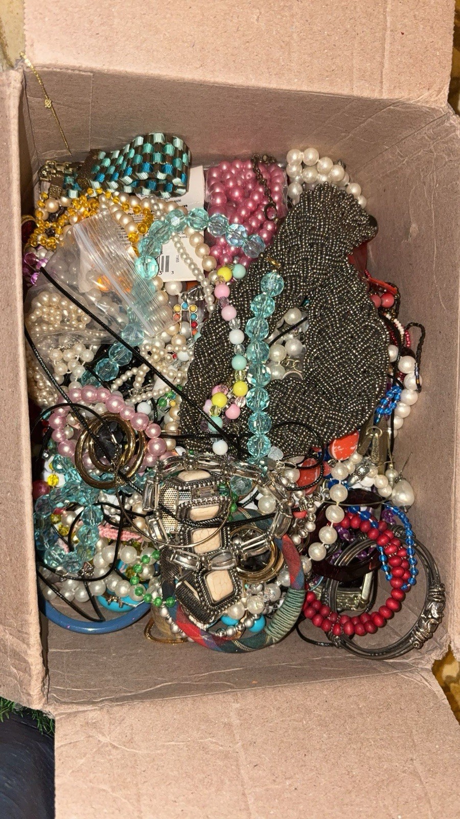 15 Lbs Mixed Jewelry Craft Scrap Junk Parts Broken Tangled Mess Repairs Lot1565