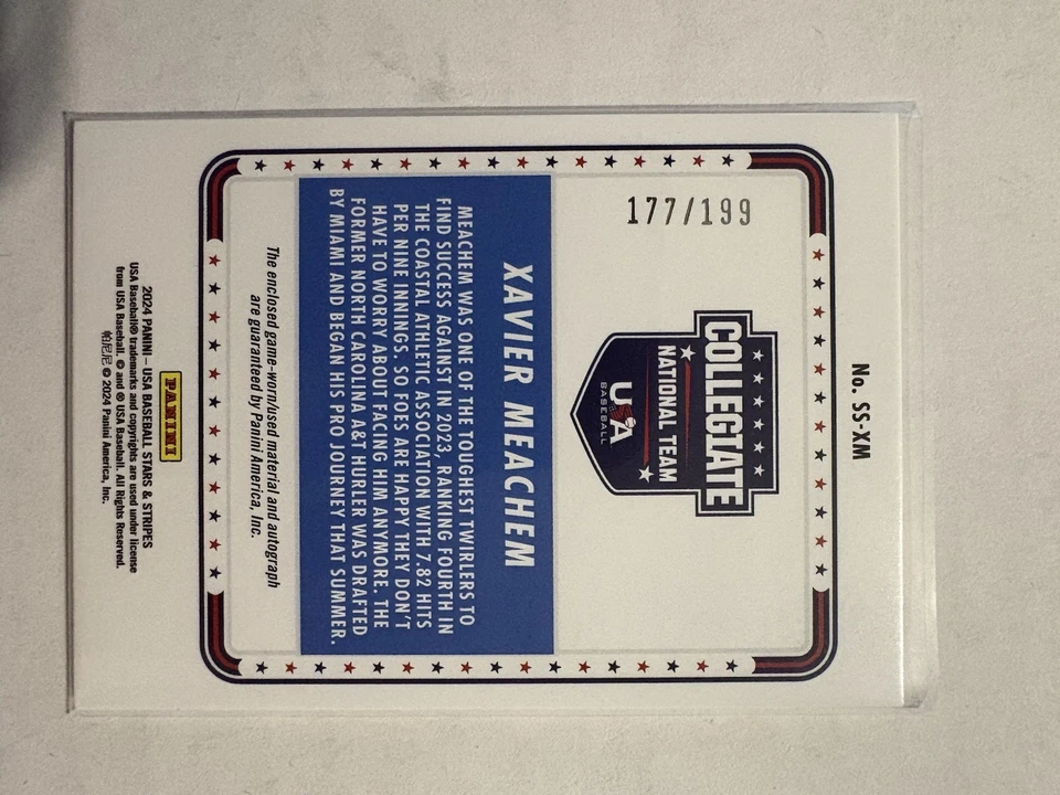 Xavier Meachem 2024 Panini USA Stars & Stripes Silhouette Jersey Auto 177/199 - Image 2 of 2