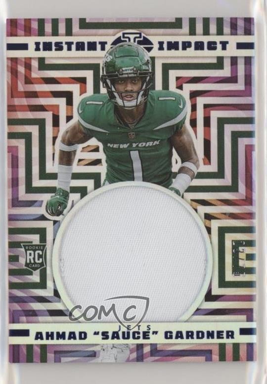 2022 Illusions Instant Impact Blue 23/75 Ahmad Sauce Gardner Rookie Relic RC