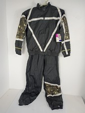 VTG 90s Christie Brooks Black Gold Stars Nylon Windbreaker Jogger Set Youth XL